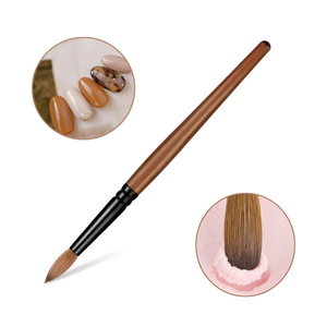 Pinceau à ongles en acrylique avec manche en bois brun, design simple, tailles personnalisées pour la poudre acrylique et la manucure - Product Image 4
