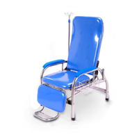 Chaise de perfusion pour patient médical réglable en acier inoxydable lit de chaise de transfusion inclinable pour hôpital portable