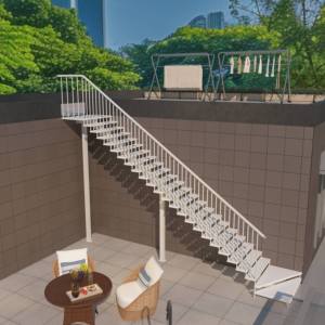 <span class=keywords><strong>Escalera</strong></span> Recta Exterior de Una Sola Vía <span class=keywords><strong>con</strong></span> Barandilla de PVC y Pulverización Electrostática de Alta Temperatura para Ahorrar Espacio - Product Image 1