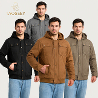 Veste de travail en toile doublée sherpa pour homme, à capuche, 100 % coton, robuste, chaude pour l'hiver, avec doublure polaire, modèle utilitaire, vente en gros, OEM