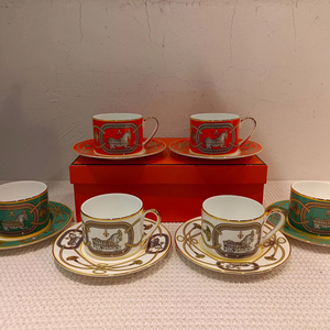 European Style Light Luxury Ceramic Bone China Colored <b>Reusable</b> 220ml Coffee <b>Cup</b> with Saucer Business Gift Set - Product Image 1