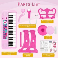 Girls Piano Toy with Stood for Girls 3-5 Pink Music Keyboard Toy 37 Keys with Chair