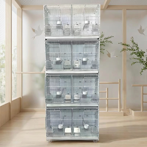 Jaula para Pájaros Multifuncional Tipo Carrito Móvil con Ruedas, Almacenamiento Apilable, Jaula de Cría de Alambre Metálico para Loros, Palomas y Canarios - Product Image 1