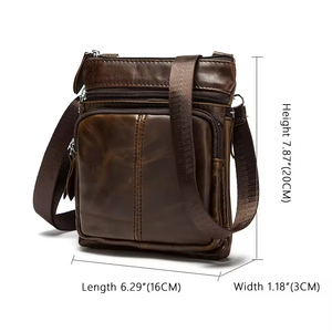 Sac bandoulière rétro en cuir grande capacité pour homme, <span class=keywords><strong>multi</strong></span>-compartiments, personnalisé, pratique et élégant - Product Image 3