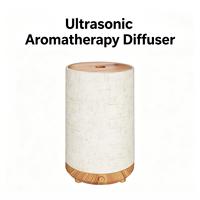 Diffuseur d'arômes ultrasonique en tissu de lin premium à motif bois, veilleuse chaude, humidificateur à brume froide pour chambre, bureau et maison