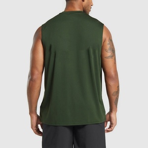 Wholesale Custom Summer Soft Green Singlets for Men Cotton Spandex Sports Tank Top Custom logo Loose <b>Running</b> Singlet Men - Product Image 3
