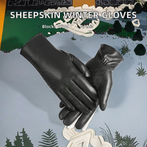 Gants en PU Authentiques 2024 Hiver Chaud Femme Coupe-Vent Extérieur Écologique Style Tendance Détection Tactile - Product Image 2