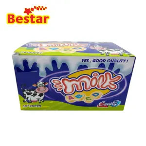 Premium milk dry tablet candy 15pcs packaging alphabet compressed milk candy wholesale sweet Halal bulk candy manufacturers