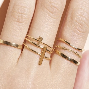 Bijoux personnalisés minimaliste <span class=keywords><strong>pas</strong></span> <span class=keywords><strong>cher</strong></span> 925 argent plaqué <span class=keywords><strong>or</strong></span> cubain trombone chaîne empilable anneau de doigt - Product Image 1