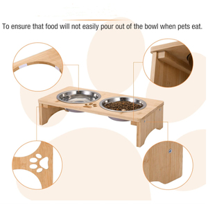 Natural Wooden Bamboo <strong>Dog</strong> <strong>Bowl</strong> <strong>Stand</strong> Raised <strong>Dog</strong> <strong>Bowls</strong> Feeder Non-Slip Pets Food <strong>Bowls</strong> <strong>Stand</strong> - Product Image 6