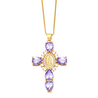 Boutique Vente en gros Collier Croix Acier inoxydable Jésus & Vierge Marie Plaqué or Religieux Catholicisme Cadeau religieux