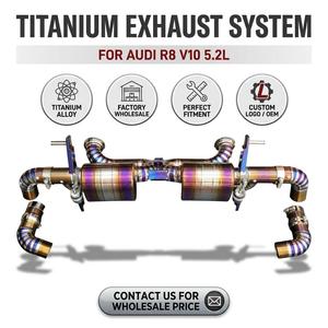 Échappement Catback Vortex Blue Titanium à valves pour Audi R8 V10 5.2L 2020-2024 avec doubles sorties de pot d'échappement brûlées et coudes à fixation par collier - Product Image 1