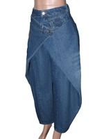 Nouveau Jean Ample Femme 2027 à Effet Superposé Unique, Taille Haute, avec Bretelles Croisées, Jupes-Pantalons en Denim à Jambes Larges, Style Hip Hop Streetwear
