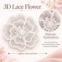 Applique brodée 3D en dentelle florale à coudre ou thermocollante pour robes, vêtements, sacs, mariages, artisanat DIY, décoration et art