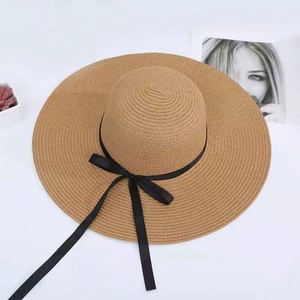 Chapeau de soleil d'été en paille à large bord pour femme, vente en gros, pas cher - Product Image 2