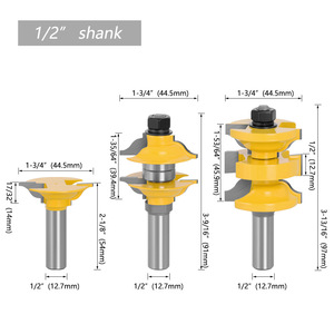 Lavie, jeu de 3 fraises à rainurer pour portes intérieures, tige de 12 mm/12,7 mm, fraises à rainurer en forme de ogee assorties, fraises en carbure de tungstène, ODM/OEM - Product Image 4