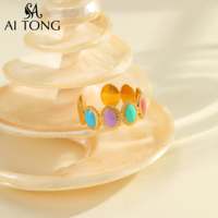 Bagues dorées colorées personnalisables en gros pour femmes, bijoux ajustables amusants, tendance, mignons, motif fleur et sourire, pour le quotidien, les cadeaux et les fêtes