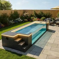 Piscines hors sol en fibre de verre FRP, jacuzzi spa conteneur de petite taille, pour patios de maisons familiales, en bois sur mesure, à prix abordable