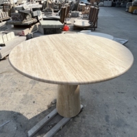 Table de salle à manger en travertin, nouveau design, plateau rond, base robuste, surface non remplie, table à manger pour salle à manger