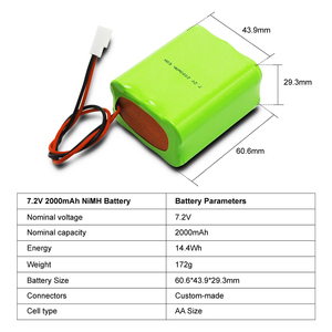 Paquete de Baterías <span class=keywords><strong>NiMH</strong></span> de 7.2V y 6 Celdas para Robots GPS y Dispositivos Industriales - AAA 800mAh / AA 2000mAh / 2/3A 1200mAh Personalizado OEM - Product Image 1