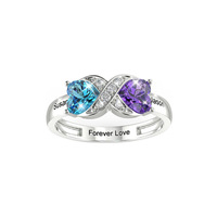Bague en argent 925 personnalisée à deux tons en forme de cœur avec noms, cadeau d'anniversaire pour elle, petite amie, femme, bijoux
