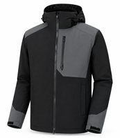 Blouson Softshell Bomber doublé polaire à capuche coupe-vent imprimé color-block marron foncé pour achat en gros personnalisé
