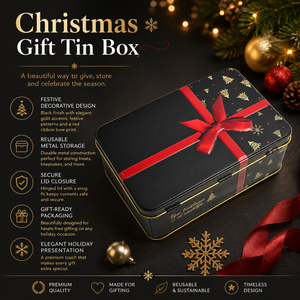 Rectangular Tinplate Gift <b>Box</b> Clamshell <b>Metal</b> Can Black Red Ribbon Holiday Packaging for Biscuit Cosmetic Gift - Product Image 2