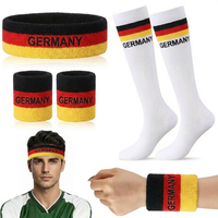 Ensemble d'articles de sport patriotiques avec logo personnalisé et drapeau national : Bandeau, bracelets, chaussettes et bandeau anti-transpiration pour le soutien des supporters et les cadeaux d'événements sportifs