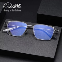 Montures optiques de luxe en titane, demi-cerclées, vente en gros, lunettes d'ordinateur, logo personnalisé, alliage léger