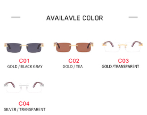 ย้อนยุคกระจกหรูหราขนาดเล็กตารางขนาดแฟชั่นออกแบบแว่นกันแดดผู้หญิงแว่นกันแดดผู้ชายแม่น้ำไม่มีขอบแว่นกันแดด2022 - Product Image 5