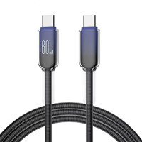 Câble de charge rapide tressé en nylon transparent Type-C vers Type-C 60W PD20W, câble de données compatible avec iPhone 16/17