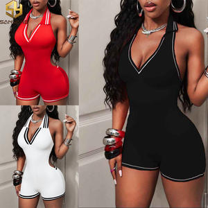 Mujeres Sexy Nightwear Playsuits Romper Nuevo Sin mangas <span class=keywords><strong>Halter</strong></span> V <span class=keywords><strong>Cuello</strong></span> <span class=keywords><strong>Rojo</strong></span> Monos - Product Image 2