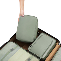 8 cubes de rangement en polyester tendance avec fermeture éclair - Organisateurs de bagages légers pour accessoires de voyage (vert matcha)