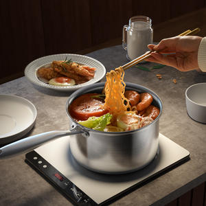 Petite casserole en acier inoxydable 304 non revêtue avec couvercle en verre, compatible <span class=keywords><strong>lave</strong></span>-<span class=keywords><strong>vaisselle</strong></span>, pour aliments complémentaires pour bébés, soupes et nouilles - Product Image 3