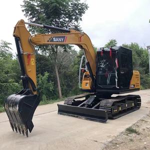 Excavadora de cadenas Sany SY75C de 7.5 toneladas de segunda mano, excavadora pequeña usada con cabina y cuchilla dozer para construcción y paisajismo - Product Image 1