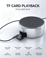 Mini haut-parleur portable en métal BS01 sans fil BT5.0 5W avec subwoofer stéréo 3D, prise en charge AUX, carte TF, contrôle par application, pour la maison, l'extérieur et les voyages