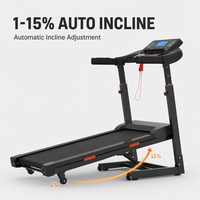 Tapis roulant pliable avec guidon réglable en hauteur sur 5 niveaux, console LED et touches rapides pour la vitesse et l'inclinaison