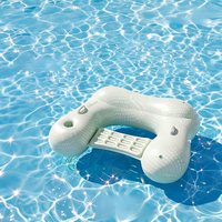 Chaise longue gonflable d'extérieur avec pare-soleil amovible, canapé aquatique, lit flottant, pour l'été, en PVC de 26 mm d'épaisseur, bicolore