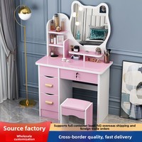 Table de maquillage multifonctionnelle en MDF à thème chat avec armoire de rangement intégrée, populaire sur Instagram, petite table de toilette pour chambre à coucher