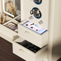 Table de maquillage électrique moderne pour intérieur avec miroir LED et remontoir de montres, bureau de maquillage intelligent à élévation automatique avec rangement