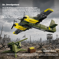 Set de Bloques de Construcción Militares de la Segunda Guerra Mundial, Junkers Ju 88 y Flak 36 de 88 mm, Bombardero Antiaéreo, Modelo Coleccionable para Aficionados Adultos