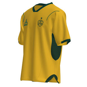 T-shirt Homme Vintage Style Américain à Impression Numérique HEALY, Jaune et Vert Foncé, Bloc de Couleurs, Badge Étoile, Maille, Manches Courtes - Product Image 2