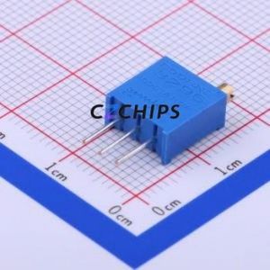 Résistance/potentiomètre réglable 3296W-1-103LF SIP-3P, 9,5x4,8 mm, résistance 10 kOhm, 10 %, 500 mW, 100 ppm/ ℃ - Product Image 1