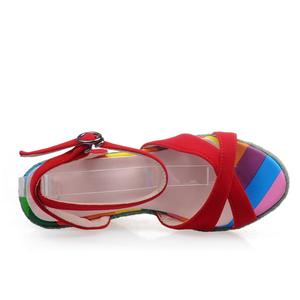 WETKISS OEM 2021 Color Arco Iris zapatos de mujer Sandalias de correa de tobillo zapatos de tacón de cuña para mujer Sandalias de verano <span class=keywords><strong>alpargatas</strong></span> en sandalias - Product Image 3