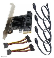 Tarjeta PCIe SATA de 4 Puertos, Adaptador Controlador SATA 3.0 de 6Gbps con 4 Cables y Soporte de Perfil Bajo para PC de Escritorio, Windows, Linux, Mac