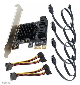 PCIe SATA Kartı 4 Bağlantı Noktalı 6 Gbps SATA 3.0 Denetleyici Adaptörü 4 Kablolar Masaüstü Bilgisayar için Alüminyum Alaşımlı Düşük Profil Braketi Stok - Product Image 2