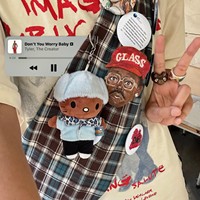 Juguete de Moda: Colgante de Peluche de Gato Negro para Mochila, Muñeco Pequeño de Peluche de Rapero Cantante, Adorno Colgante para Mochila Escolar, Edades 5-7