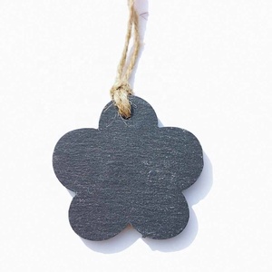 Ornement de Noël d'extérieur en pierre naturelle créative, personnalisé, en <span class=keywords><strong>ardoise</strong></span> noire, avec base suspendue et gravure imprimée, vente en gros - Product Image 6