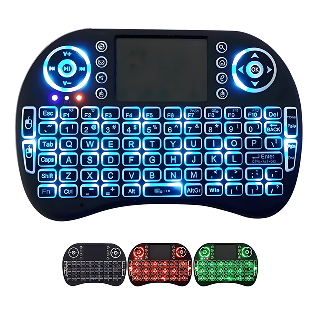 Mini 2.4G Wireless USB Keyboard Handheld Remote 3RGB LED Backlight for Laptop PC Android TV Box Plastic Material
