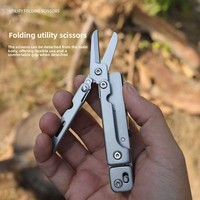 Ciseaux pliants multifonctionnels 15 en 1, outil de camping EDC détachable, lame 5Cr15Mov, scie, tournevis, ouvre-bouteille, équipement de plein air